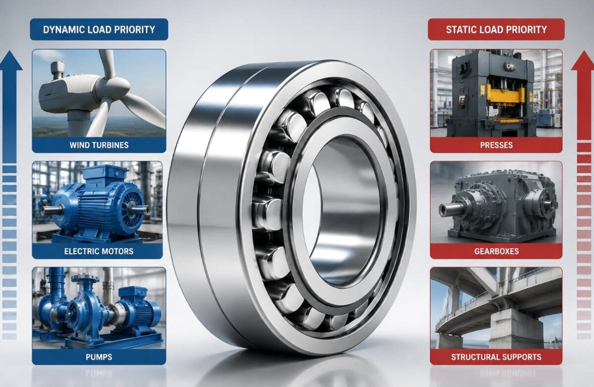 Cutaway industrial gearbox showing a tapered roller bearing set mounted on a shaft